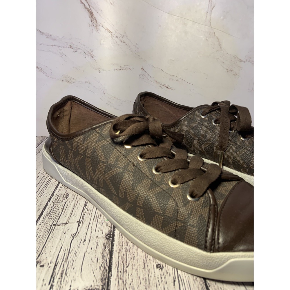 Michael Kors City‎ Brown Signature Monogram Sneakers Casual Shoe Women's 9.5